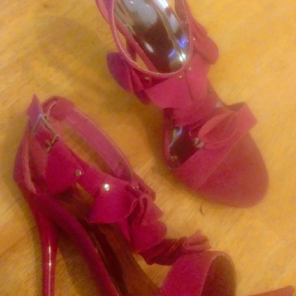 Hot Pink Suede Stillettos